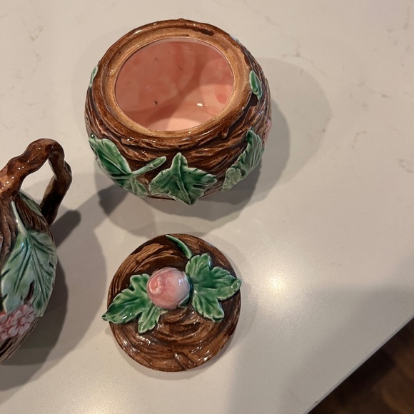 Majolica Creamer & Sugar Bowl By Haldon Group 1985 - Picture 5 of 9